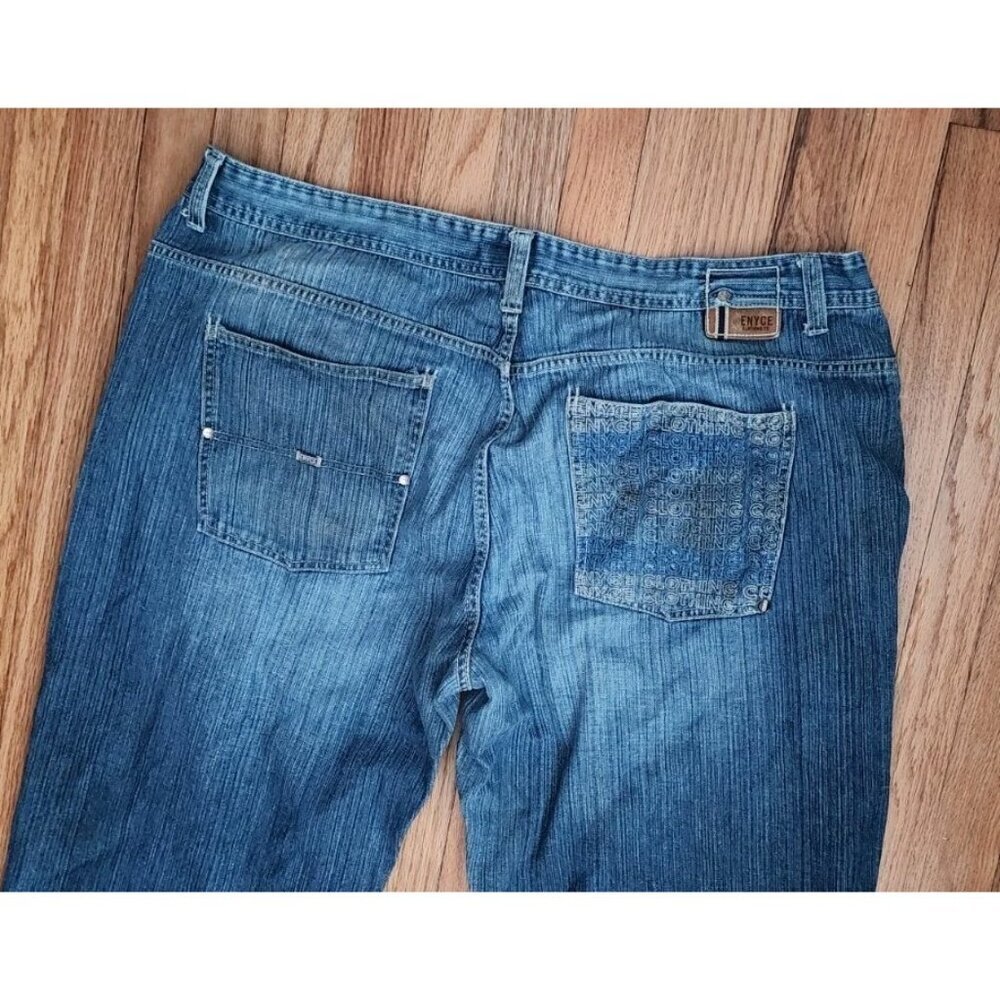 Vintage Y2K Enyce Jeans Wide Leg Baggy Hip Hop 44 x 32 Embroidered Blue Denim - Picture 16 of 16